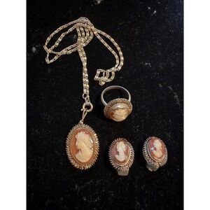 Cameo Set Necklace, Ring & Earrings 800 Silver